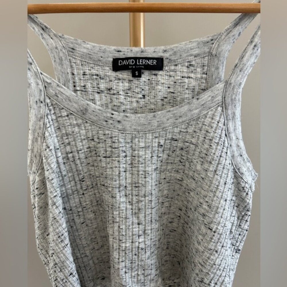 David Lerner Ribbed Cropped Tank Heather Grey S